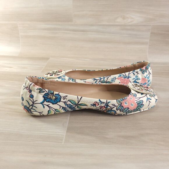Tory Burch Minnie Travel Ballet flats Size 8M Leather Round Toe Gabriella Floral - Picture 8 of 12